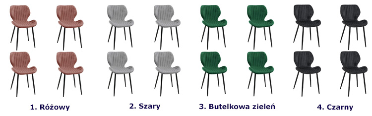 Kolory kompletu 4 krzeseł Oferion 4X