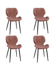 Różowy komplet 4 welurowych krzeseł - Oferion 4X w sklepie Edinos.pl