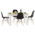 Skandynawski stół biały + dąb sonoma i cztery czarne krzesła - Etos