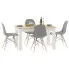 Minimalistyczny prostokątny stół i cztery szare krzesła Etos
