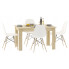 Prostokątny stół dąb sonoma i cztery białe krzesła Etos