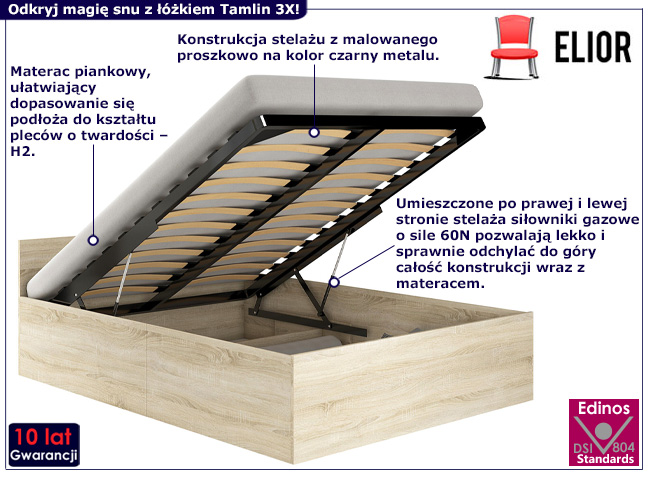 Łóżko Tamlin 3X 100x200 dąb sonoma