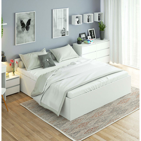 Wizualizacja białego rozkładanego łóżka 180x200 Tamlin 3X