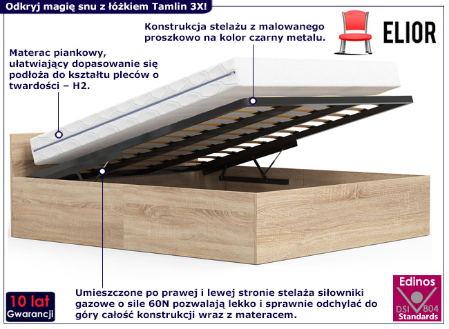 Łóżko Tamlin 3X 180x200 dąb sonoma