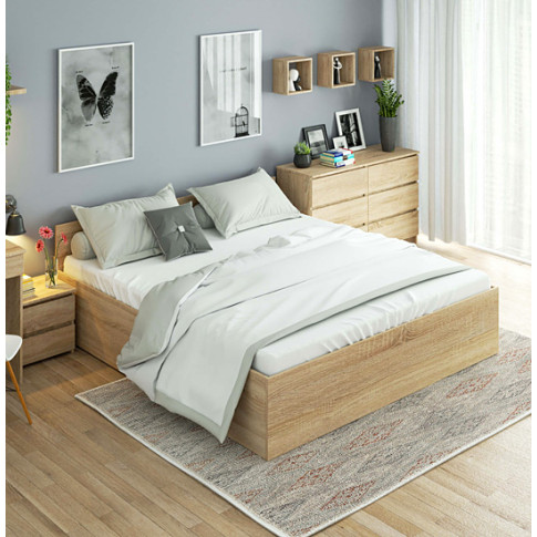 Prezentacja łóżka z materacem 180x200 dąb sonoma Tamlin 3X