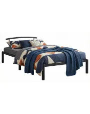 Czarne metalowe łóżko  pojedyncze 90 x 200 cm - Mohn w sklepie Edinos.pl