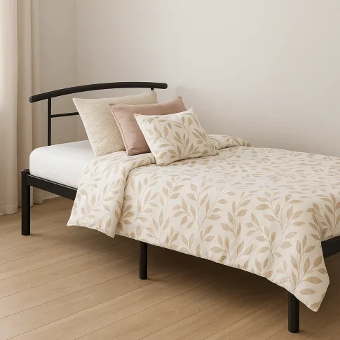 Czarne metalowe łóżko pojedyncze 100x200 cm   Mohn