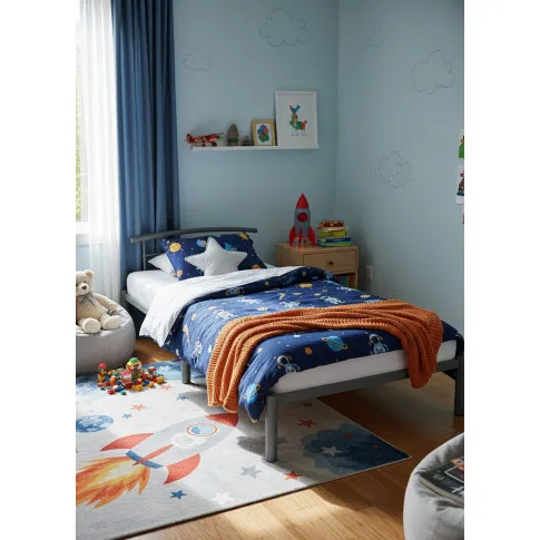 Szare metalowe łóżko w stylu loftowym 100x200 cm   Mohn