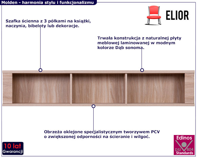 Otwarty regał ścienny dąb sonoma Molden 23X