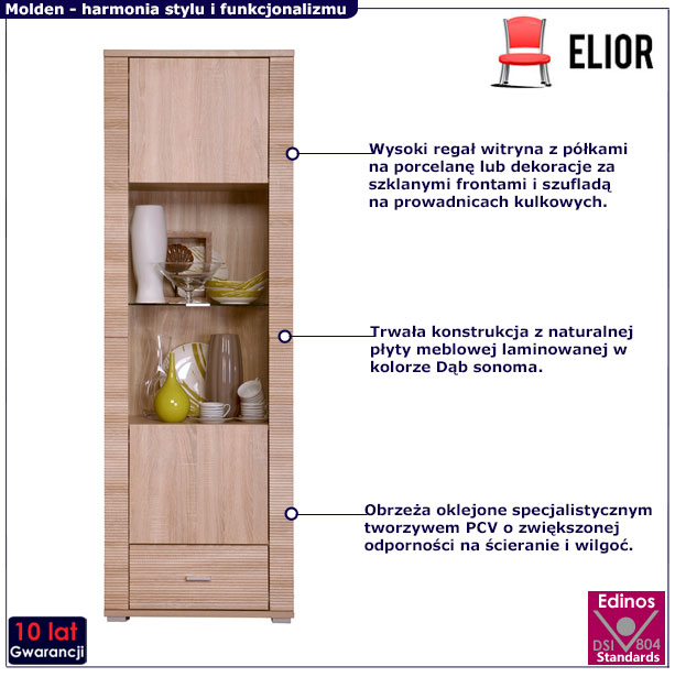 Wysoka witryna dąb sonoma Donet 25X