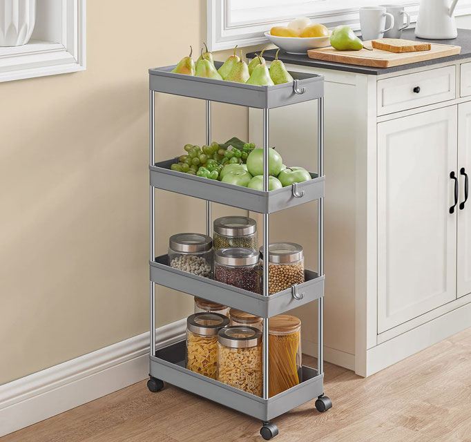 Kuchni z wózkiem kuchennym szarym Zonex 4X