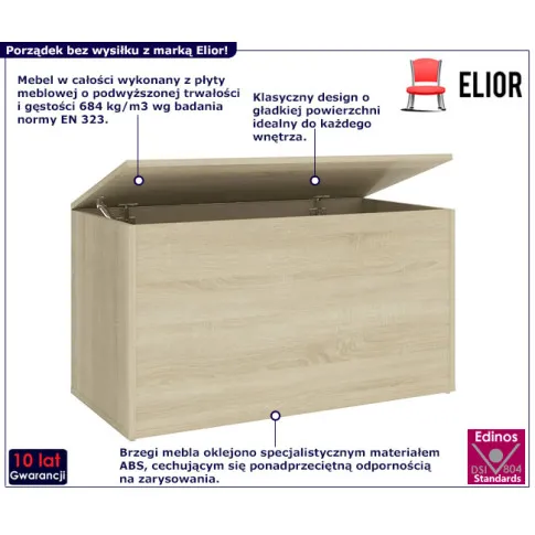 Fotografia Skandynawska skrzynia na pościel dąb sonoma - Kerix z kategorii Pozostałe