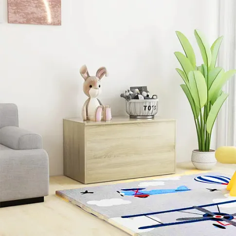 Szczegółowe zdjęcie nr 4 produktu Skandynawska skrzynia na pościel dąb sonoma - Kerix