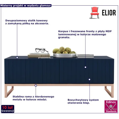 Granatowy stolik kawowy dwupoziomowy Irving 9X