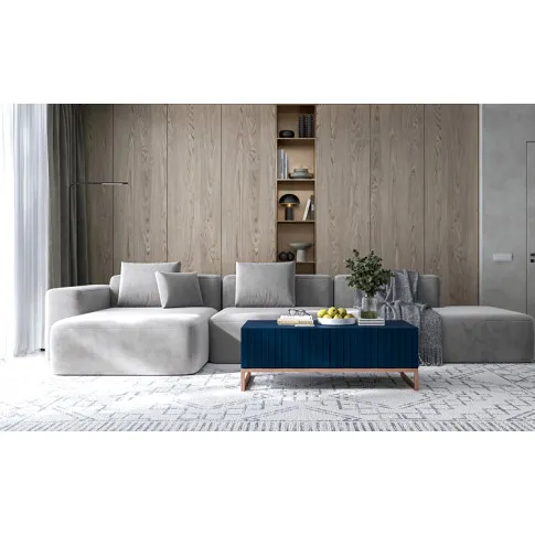 Aranżacja z granatową ławą kawową Irving 9X