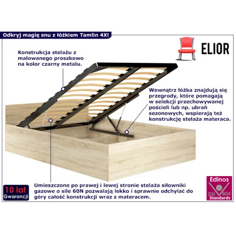 Nowoczesne łóżko 140x200 Tamlin 4X dąb sonoma