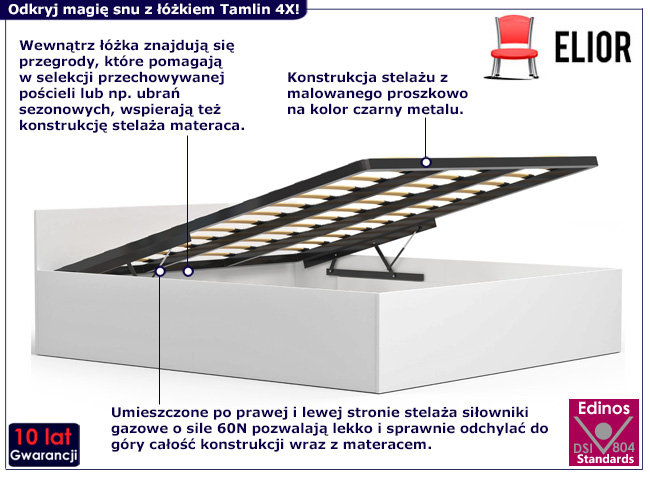 Łóżko Tamlin 4X 180x200 kolor biały