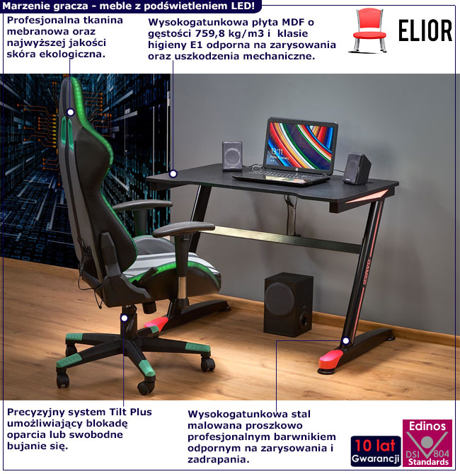 Gamingowe biurko z krzesłem dla chłopca Lorient