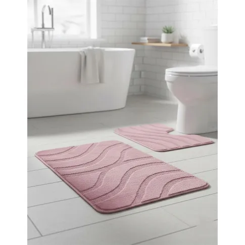 Różowy komplet dywaników do łazienki   Bloom