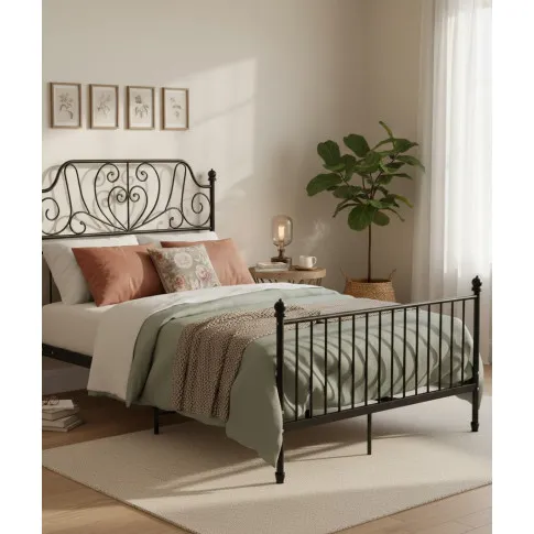 Czarne metalowe łóżko z zagłówkiem 120x200 cm   Hadson