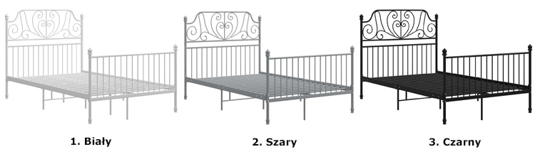 Dostępne kolory łóżka metalowego Hadson