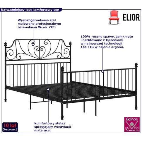 Czarne łóżko z metalu Retilo