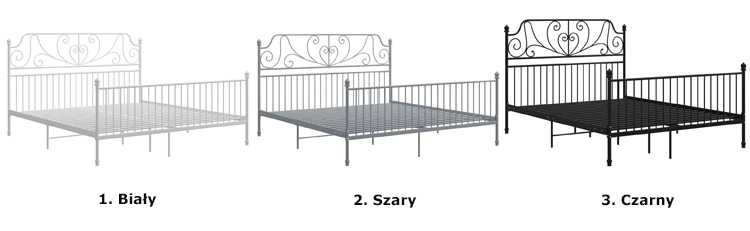 Dostępne kolory łóżka metalowego Hadson