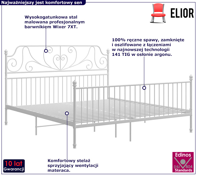 Biae łóżko z metalu Hadson