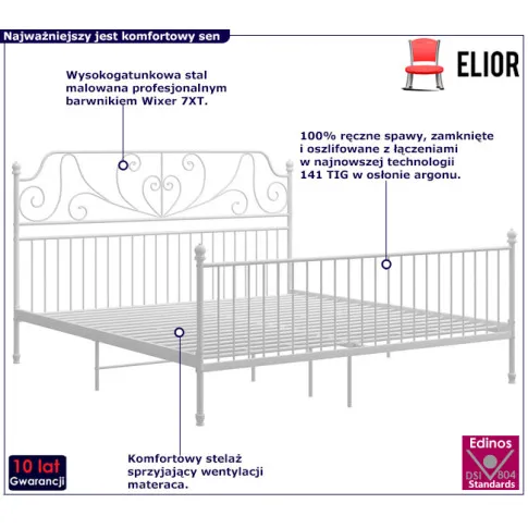 Białe łóżko z metalu Retilo