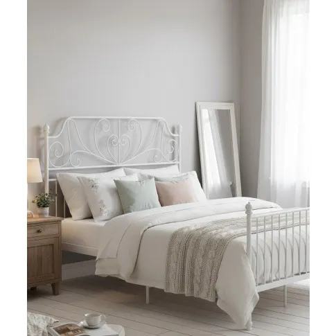 Dwoosobowe białe łóżko metalowe 140x200 cm   Hadson