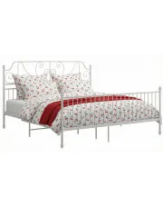 Dwoosobowe białe łóżko metalowe 140x200 cm - Hadson w sklepie Edinos.pl