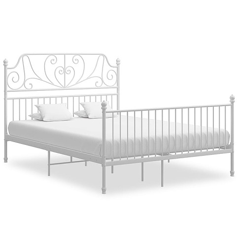 Białe metalowe łóżko dwuosobowe Retilo