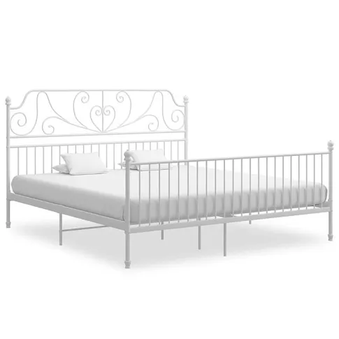 Białe metalowe łózko Retilo