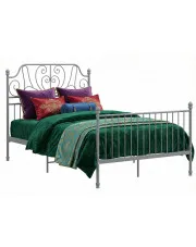 Szare metalowe łóżko z zagłówkiem 120x200 cm - Hadson w sklepie Edinos.pl