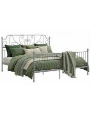 Szare metalowe łóżko małżeńskie 200x200 cm - Hadson w sklepie Edinos.pl