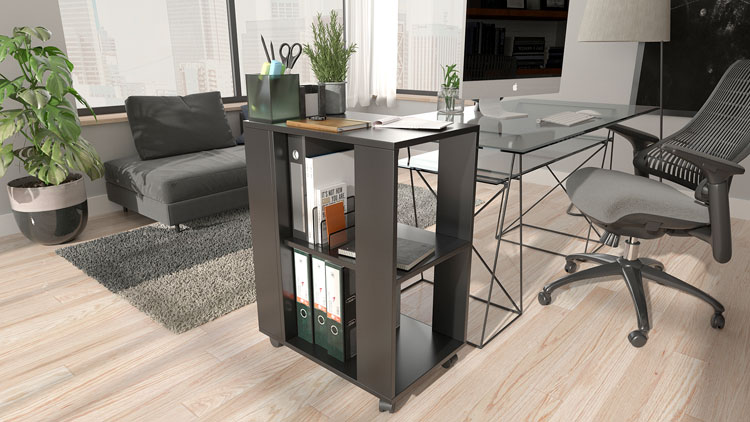 Czarny stolik pomocniczy na kółkach Mosum