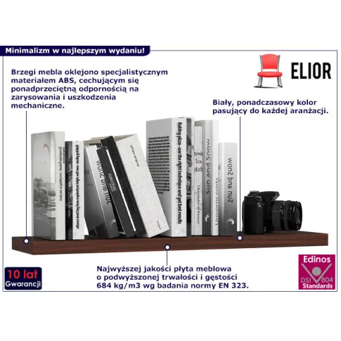 Minimalistyczna półka ścienna 80 cm Imersin 4X wenge