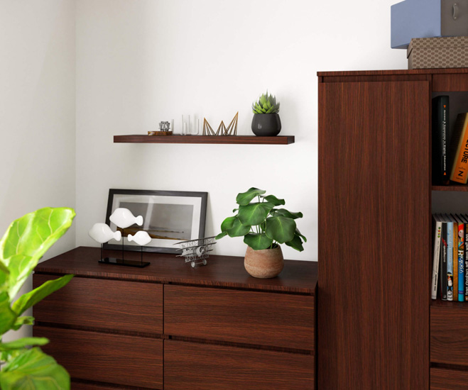 Wizualizacja półki Sevrox 4X wenge