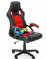 Fotel tapicerowany gamingowy młodzieżowy czarny + czerwony - Hesta w sklepie Edinos.pl