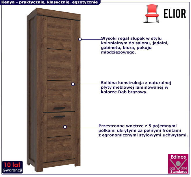 Wysoki regał z półkami Samar 8X