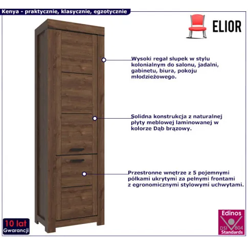Regał słupek ciemny dąb Kenya 8X