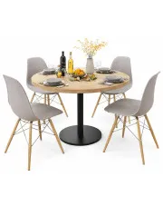 Okrągły stół na jednej nodze + 4 skandynawskie krzesła - Alwnia w sklepie Edinos.pl