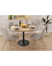 Okrągły stół na jednej nodze + 4 skandynawskie krzesła - Otiv w sklepie Edinos.pl
