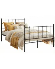 Czarne metalowe łóżko z zagłówkiem 120x200 cm - Laxi w sklepie Edinos.pl