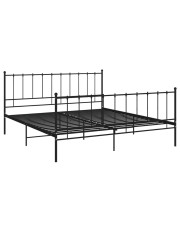 Czarne metalowe łóżko z zagłówkiem 200x200 cm - Cesaro w sklepie Edinos.pl