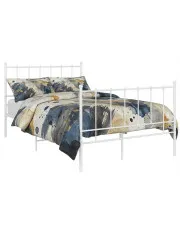 Białe metalowe łózko w stylu loftowym 120x200 cm - Laxi w sklepie Edinos.pl