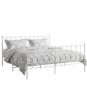 Białe metalowe łóżko z zagłówkiem 140x200 cm - Laxi w sklepie Edinos.pl