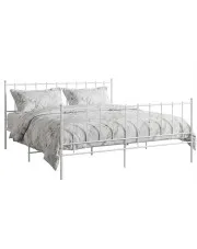 Białe metalowe łóżko z zagłówkiem 140x200 cm - Laxi w sklepie Edinos.pl