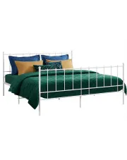 Białe metalowe łózko z zagłówkiem 180x200 cm - Evissa w sklepie Edinos.pl