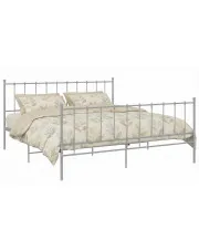 Szare metalowe łóżko z zagłówkiem 140x200 cm - Laxi w sklepie Edinos.pl